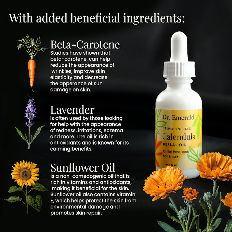 Calendula Infused Oil - Dr Emerald - Natures Healer - 100% Natural, Vegan & Pure (Made in Canada) - Hydrate Oil - Zero Waste