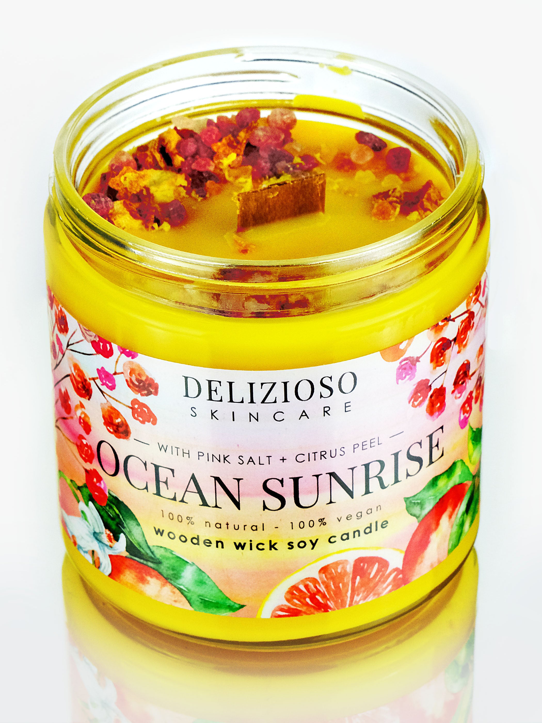 Ocean Sunrise Wooden Wick Soy Lotion Candle