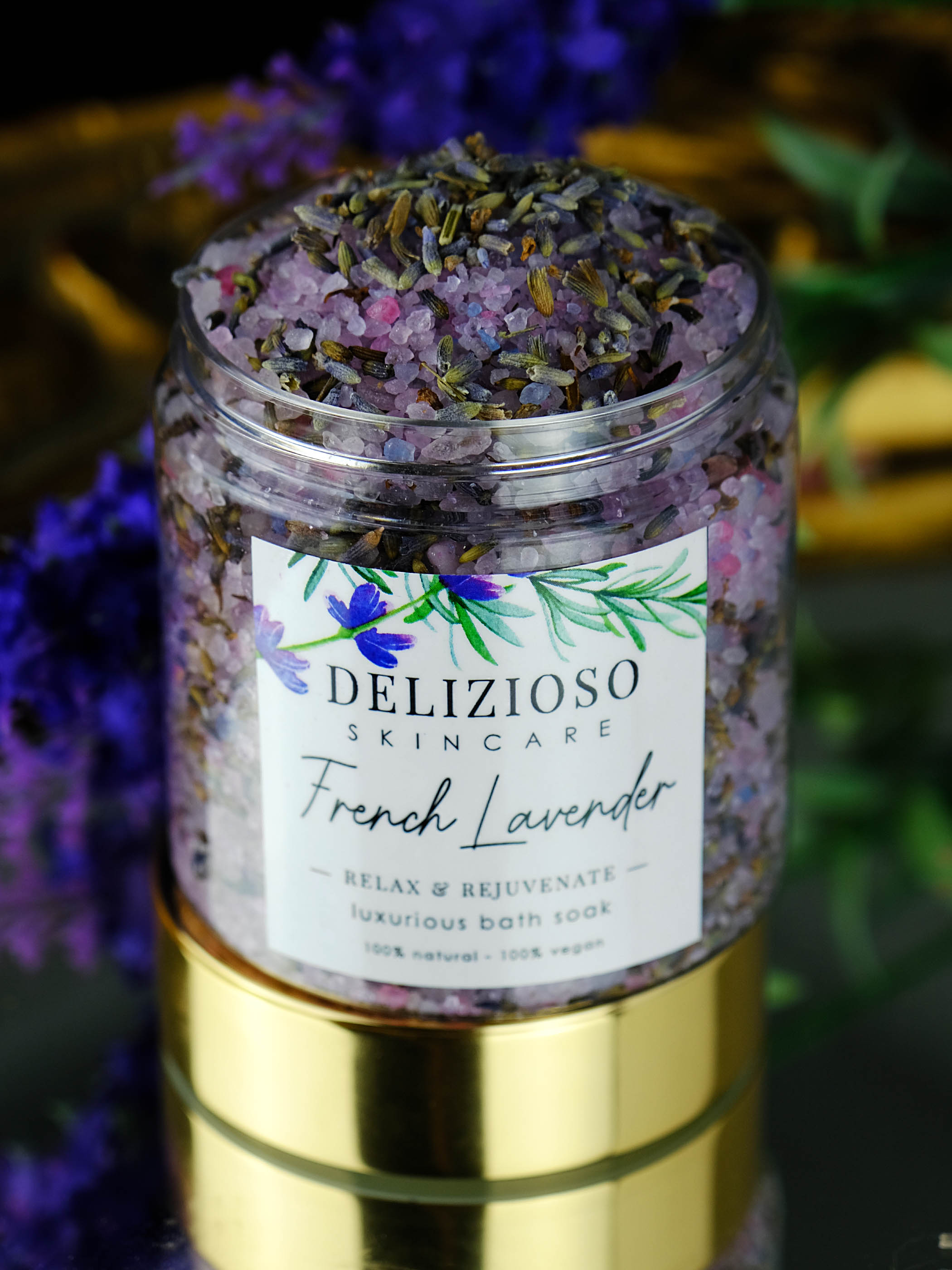 lavender flower bath French Lavender Luxurious Bath Soak – Delizioso Skincare