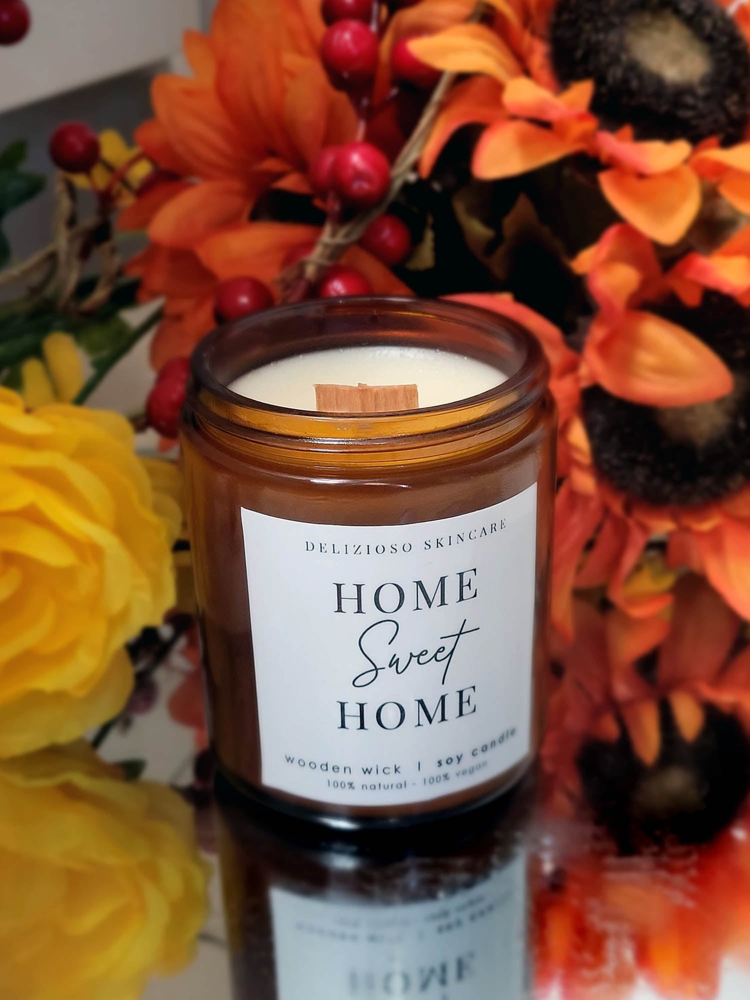 Home Sweet Home Wooden Wick Soy Lotion Candle